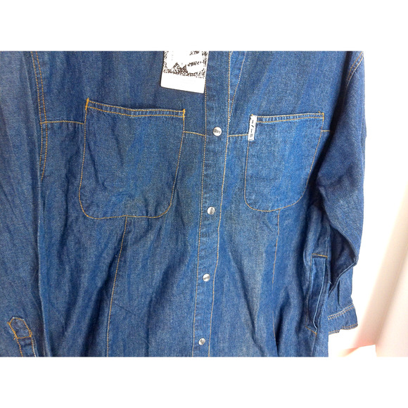 Vintage Get Used Classic Jeans By Elie Denim Snap Button Shirt Size Large New - Picture 2 of 6